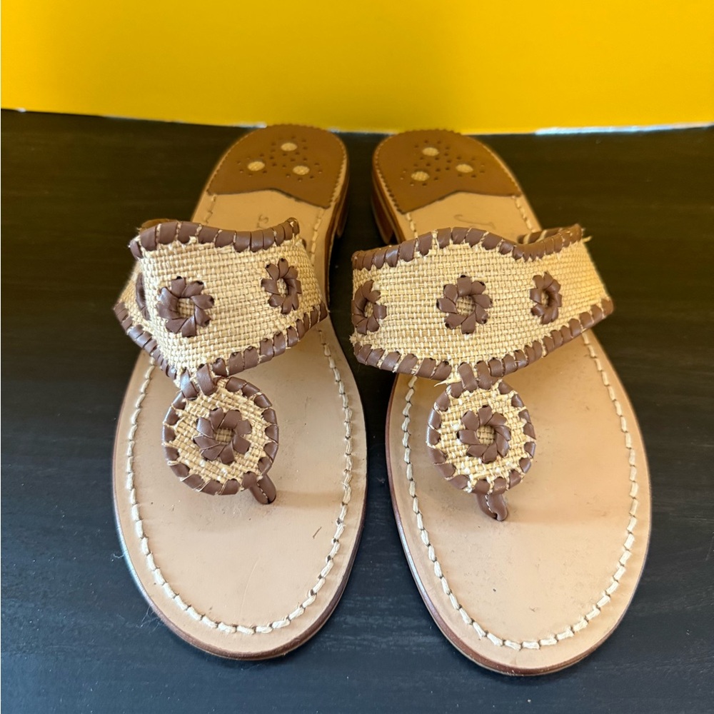 Jack Rogers Tan and Brown Woven Sandals